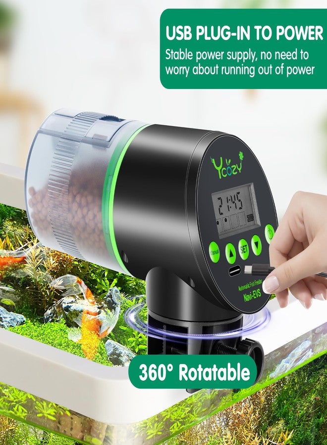 Ycozy Automatic Fish Feeder for Aquarium Plug-in Powered Type-C Cable Fish Feeder Automatic Dispenser for Small Tank/Betta/Turtle Upgraded Moisture-Proof Container with Floating Ring - Image 4